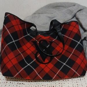 Victoria's Secret Red and Black Tartan Tote